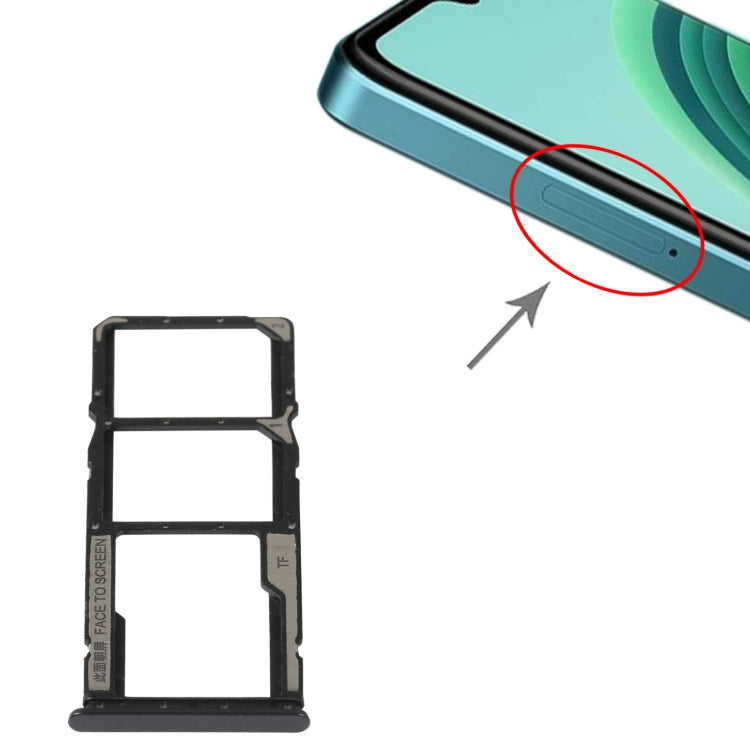 SIM Card Tray + SIM Card Tray + Micro SD Card Tray For Xiaomi Redmi Note 11E (Black) - Card Tray by PMc TechLife | Online Shopping South Africa | PMc TechLife | Buy Now Pay Later Mobicred