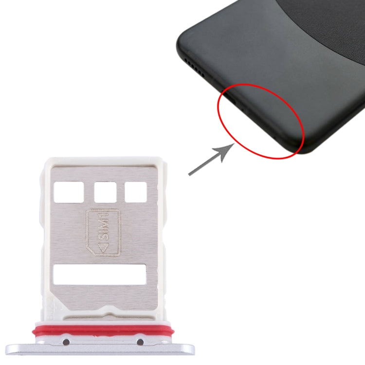For Huawei Mate 60 SIM + NM Card Tray (Silver) - Card Socket by PMc TechLife | Online Shopping South Africa | PMc TechLife | Buy Now Pay Later Mobicred