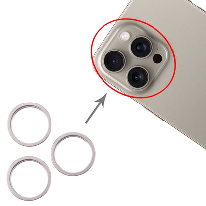 For iPhone 16 Pro Max 3pcs/set Rear Camera Glass Lens Metal Outside Protector Hoop Ring (Titanium Color) -  by PMC Jewellery | Online Shopping South Africa | PMC Jewellery | Buy Now Pay Later Mobicred