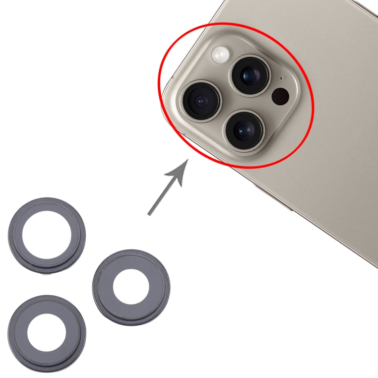 For iPhone 16 Pro 3pcs/Set Camera Lens Cover (Black) - Camera Series by PMC Jewellery | Online Shopping South Africa | PMC Jewellery | Buy Now Pay Later Mobicred