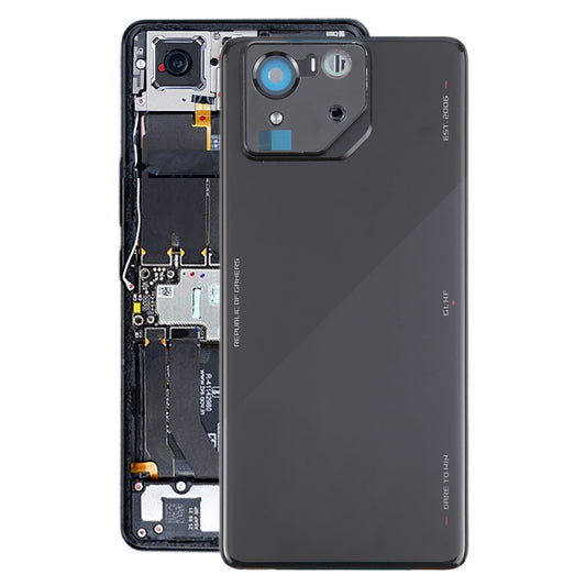 For Asus ROG Phone 8 Pro AI2401 AI2401_A Global Original Glass Battery Back Cover with Camera Frame(Bright Black) - Back Cover by PMC Jewellery | Online Shopping South Africa | PMC Jewellery | Buy Now Pay Later Mobicred