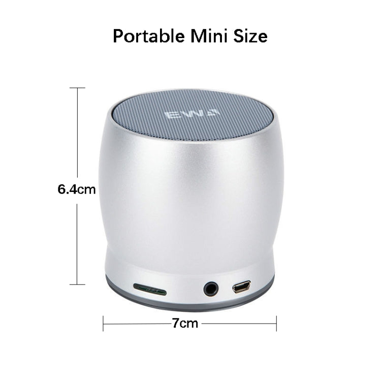 EWA A150 Portable Mini Bluetooth Speaker Wireless Hifi Stereo Strong Bass Music Boom Box Metal Subwoofer, Support Micro SD Card & 3.5mm AUX(Silver) - Desktop Speaker by EWA | Online Shopping South Africa | PMC Jewellery | Buy Now Pay Later Mobicred