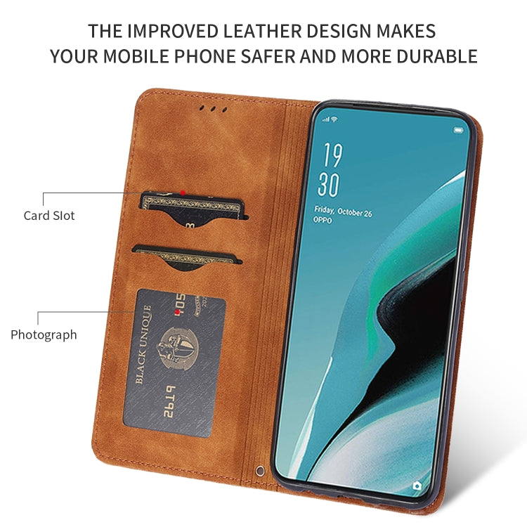 For OPPO Reno 2Z & Reno 2F Retro Skin Feel Business Magnetic Horizontal Flip Leather Case(Brown) - OPPO Cases by PMC Jewellery | Online Shopping South Africa | PMC Jewellery | Buy Now Pay Later Mobicred