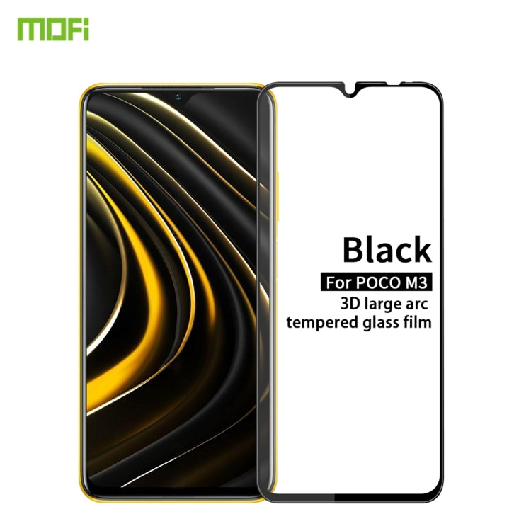 For Xiaomi Poco M3 MOFI 9H 3D Explosion-proof Curved Screen Tempered Glass Film(Black) -  by MOFI | Online Shopping South Africa | PMC Jewellery