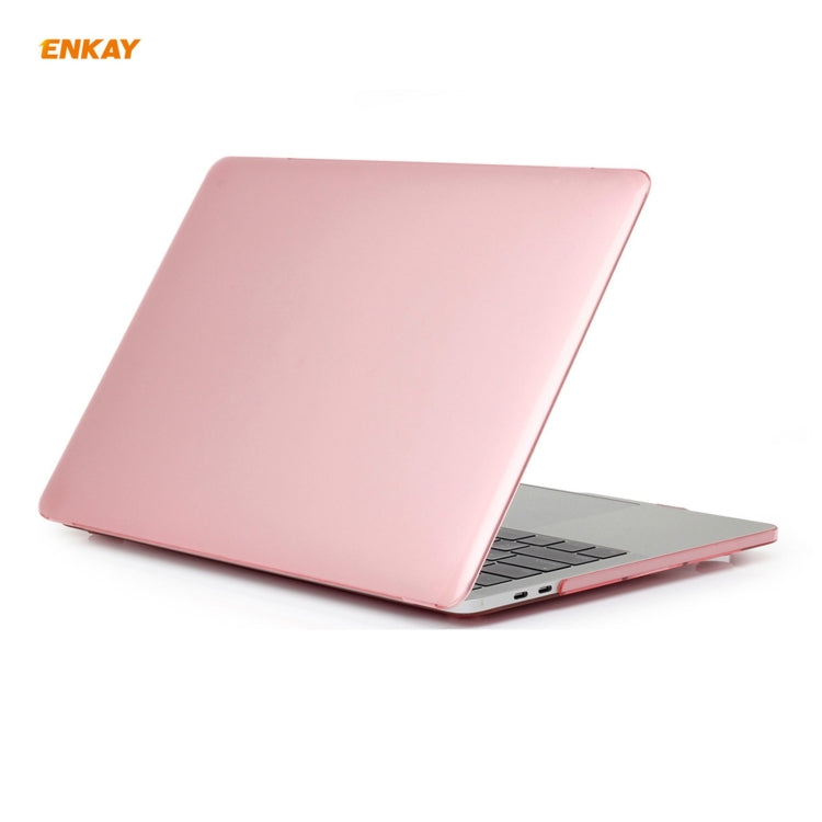 ENKAY 3 in 1 Crystal Laptop Protective Case + EU Version TPU Keyboard Film + Anti-dust Plugs Set for MacBook Pro 13.3 inch A1706 / A1989 / A2159 (with Touch Bar)(Pink) - MacBook Pro Cases by ENKAY | Online Shopping South Africa | PMC Jewellery | Buy Now Pay Later Mobicred