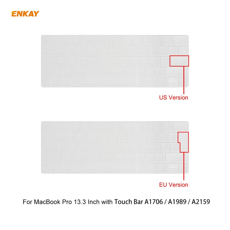 ENKAY 3 in 1 Matte Laptop Protective Case + US Version TPU Keyboard Film + Anti-dust Plugs Set for MacBook Pro 13.3 inch A1706 / A1989 / A2159 (with Touch Bar)(Grey) - MacBook Pro Cases by ENKAY | Online Shopping South Africa | PMC Jewellery | Buy Now Pay Later Mobicred