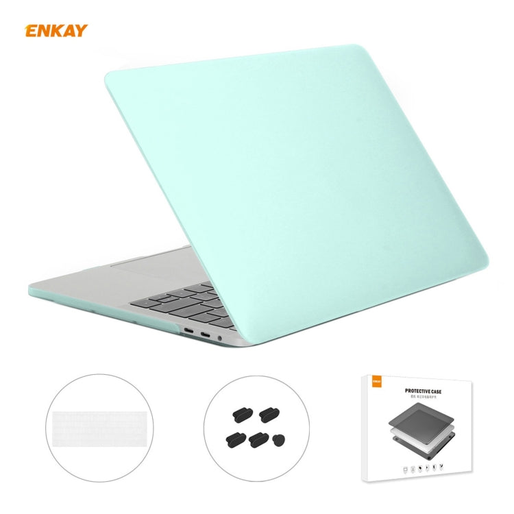 ENKAY 3 in 1 Matte Laptop Protective Case + EU Version TPU Keyboard Film + Anti-dust Plugs Set for MacBook Pro 15.4 inch A1707 & A1990 (with Touch Bar)(Green) - MacBook Pro Cases by ENKAY | Online Shopping South Africa | PMC Jewellery | Buy Now Pay Later Mobicred