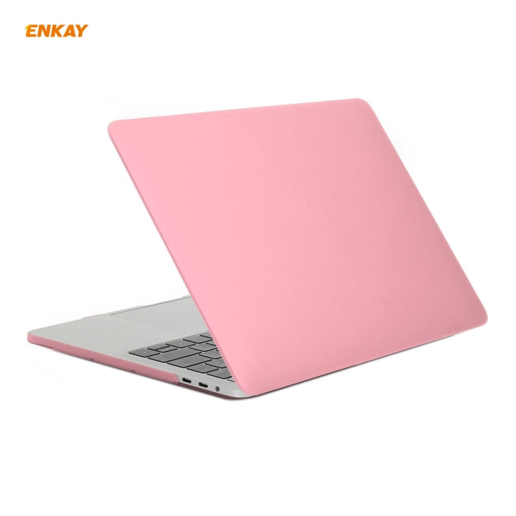 ENKAY 3 in 1 Matte Laptop Protective Case + EU Version TPU Keyboard Film + Anti-dust Plugs Set for MacBook Pro 15.4 inch A1707 & A1990 (with Touch Bar)(Pink) - MacBook Pro Cases by ENKAY | Online Shopping South Africa | PMC Jewellery | Buy Now Pay Later Mobicred