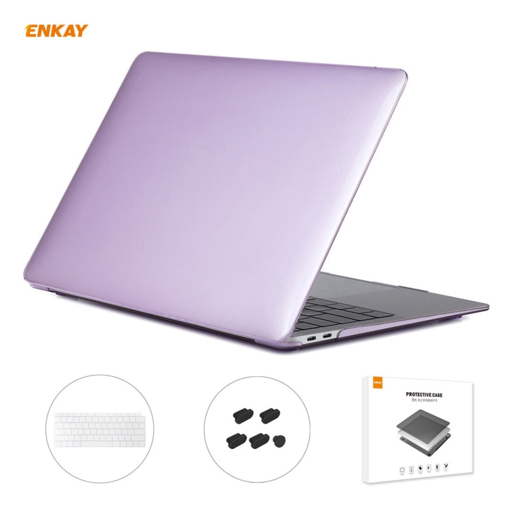 ENKAY 3 in 1 Crystal Laptop Protective Case + US Version TPU Keyboard Film + Anti-dust Plugs Set for MacBook Air 13.3 inch A1932 (2018)(Purple) - MacBook Air Cases by WIWU | Online Shopping South Africa | PMC Jewellery | Buy Now Pay Later Mobicred