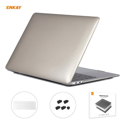 For MacBook Air 13.3 inch A1932 2018 ENKAY 3 in 1 Crystal Laptop Protective Case and EU Version TPU Keyboard Film and Anti-dust Plugs Set(Grey) - MacBook Air Cases by ENKAY | Online Shopping South Africa | PMC Jewellery | Buy Now Pay Later Mobicred