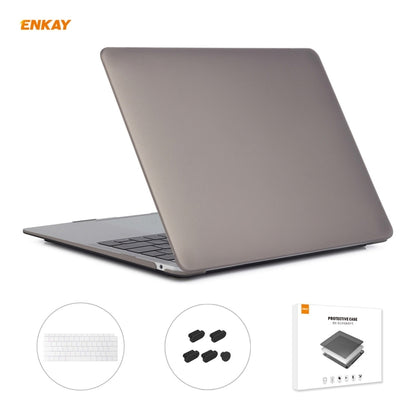 ENKAY 3 in 1 Matte Laptop Protective Case + US Version TPU Keyboard Film + Anti-dust Plugs Set for MacBook Air 13.3 inch A1932 (2018)(Grey) - MacBook Air Cases by ENKAY | Online Shopping South Africa | PMC Jewellery | Buy Now Pay Later Mobicred