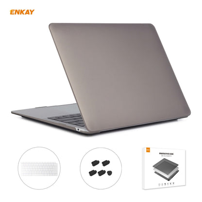 ENKAY 3 in 1 Matte Laptop Protective Case + EU Version TPU Keyboard Film + Anti-dust Plugs Set for MacBook Air 13.3 inch A1932 (2018)(Grey) - MacBook Air Cases by ENKAY | Online Shopping South Africa | PMC Jewellery | Buy Now Pay Later Mobicred