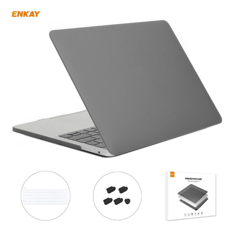 ENKAY 3 in 1 Matte Laptop Protective Case + EU Version TPU Keyboard Film + Anti-dust Plugs Set for MacBook Pro 13.3 inch A2251 & A2289 & A2338 (with Touch Bar)(Grey) - MacBook Pro Cases by ENKAY | Online Shopping South Africa | PMC Jewellery | Buy Now Pay Later Mobicred