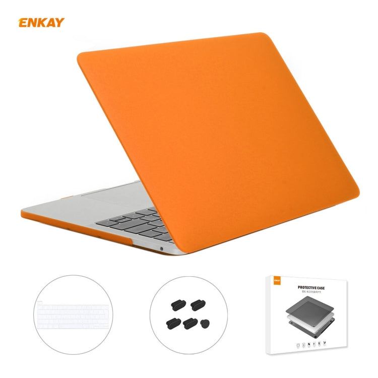 ENKAY 3 in 1 Matte Laptop Protective Case + EU Version TPU Keyboard Film + Anti-dust Plugs Set for MacBook Pro 13.3 inch A2251 & A2289 & A2338 (with Touch Bar)(Orange) - MacBook Pro Cases by ENKAY | Online Shopping South Africa | PMC Jewellery | Buy Now Pay Later Mobicred