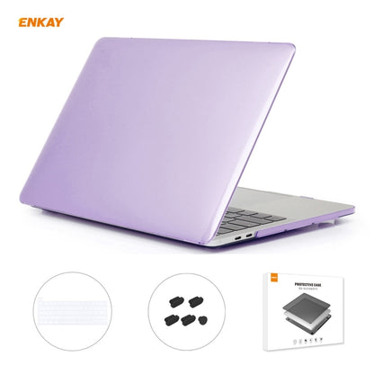 ENKAY 3 in 1 Crystal Laptop Protective Case + EU Version TPU Keyboard Film + Anti-dust Plugs Set for MacBook Pro 16 inch A2141 (with Touch Bar)(Purple) - MacBook Pro Cases by ENKAY | Online Shopping South Africa | PMC Jewellery | Buy Now Pay Later Mobicred