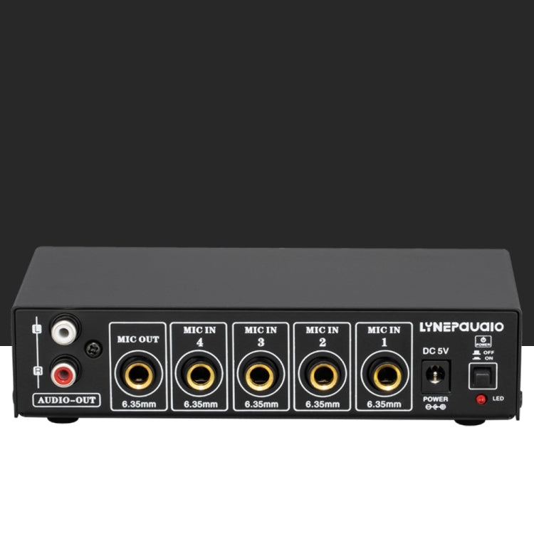 B054 4-Channel Microphone Mixer Support Stereo Output With Reverb Treble And Bass Adjustment, USB 5V Power Supply, US Plug -  by PMC Jewellery | Online Shopping South Africa | PMC Jewellery