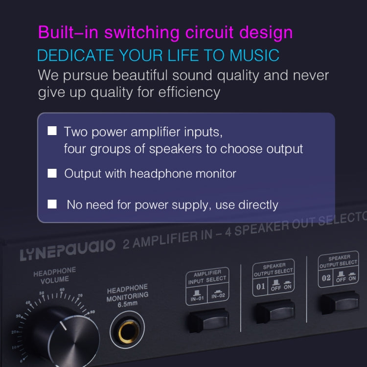 B032 2-in 4-out Power Amplifier Sound Switcher Speaker  Lossless Sound Quality 300W Per Channel Switch Distributor Comparator with Headset Monitoring Function / Audio Input -  by PMC Jewellery | Online Shopping South Africa | PMC Jewellery | Buy Now Pay Later Mobicred