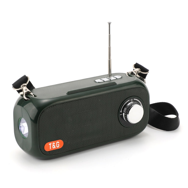 T&G TG613 TWS Solar Portable Bluetooth Speakers with LED Flashlight, Support TF Card / FM / AUX / U Disk(Dark Green) - Desktop Speaker by T&G | Online Shopping South Africa | PMC Jewellery | Buy Now Pay Later Mobicred