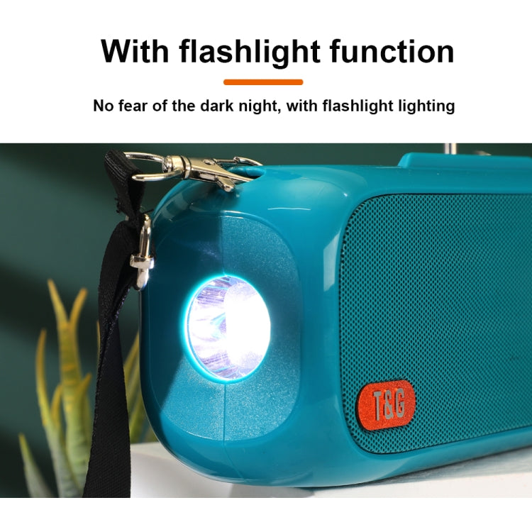 T&G TG613 TWS Solar Portable Bluetooth Speakers with LED Flashlight, Support TF Card / FM / AUX / U Disk(Dark Green) - Desktop Speaker by T&G | Online Shopping South Africa | PMC Jewellery | Buy Now Pay Later Mobicred