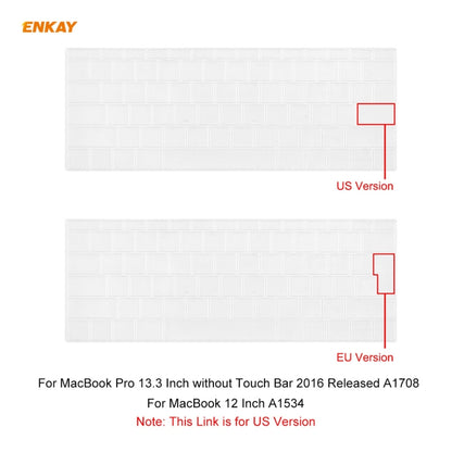 ENKAY US Version Soft TPU Keyboard Protector Film for MacBook 12 inch A1534 (2015) / Pro 13.3 inch A1708 (without Touch Bar) - Keyboard Protector by ENKAY | Online Shopping South Africa | PMC Jewellery | Buy Now Pay Later Mobicred