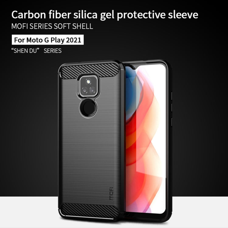 For Motorola Moto G Play 2021 MOFI Gentleness Series Brushed Texture Carbon Fiber Soft TPU Case(Gray) - Motorola Cases by MOFI | Online Shopping South Africa | PMC Jewellery