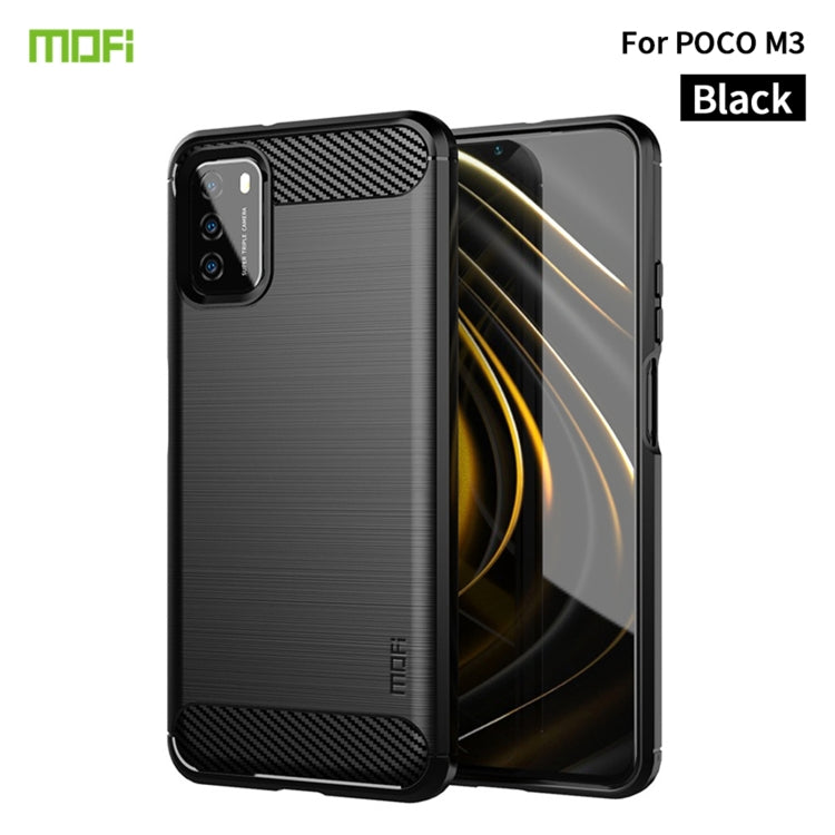 For Xiaomi Poco M3 / Redmi 9T MOFI Gentleness Series Brushed Texture Carbon Fiber Soft TPU Case(Black) - Xiaomi Cases by MOFI | Online Shopping South Africa | PMC Jewellery | Buy Now Pay Later Mobicred