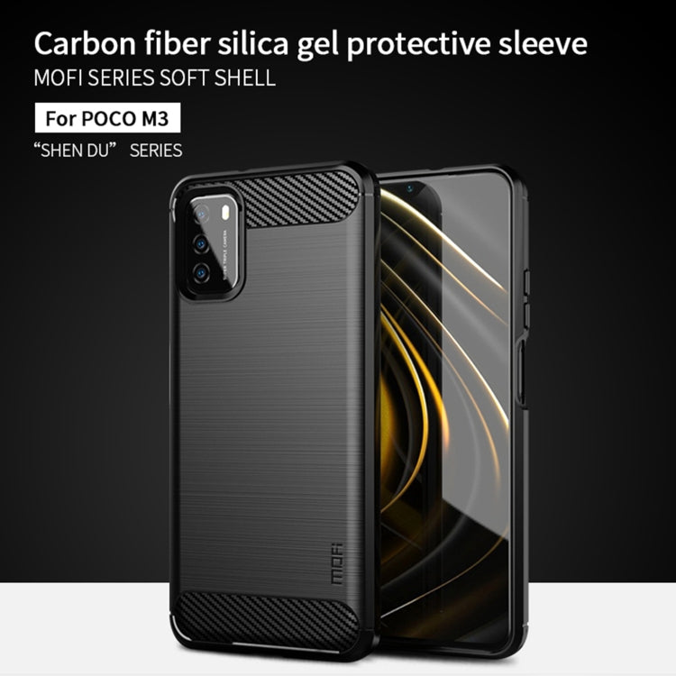 For Xiaomi Poco M3 / Redmi 9T MOFI Gentleness Series Brushed Texture Carbon Fiber Soft TPU Case(Black) - Xiaomi Cases by MOFI | Online Shopping South Africa | PMC Jewellery | Buy Now Pay Later Mobicred