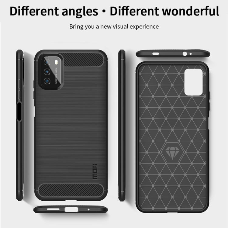 For Xiaomi Poco M3 / Redmi 9T MOFI Gentleness Series Brushed Texture Carbon Fiber Soft TPU Case(Black) - Xiaomi Cases by MOFI | Online Shopping South Africa | PMC Jewellery | Buy Now Pay Later Mobicred