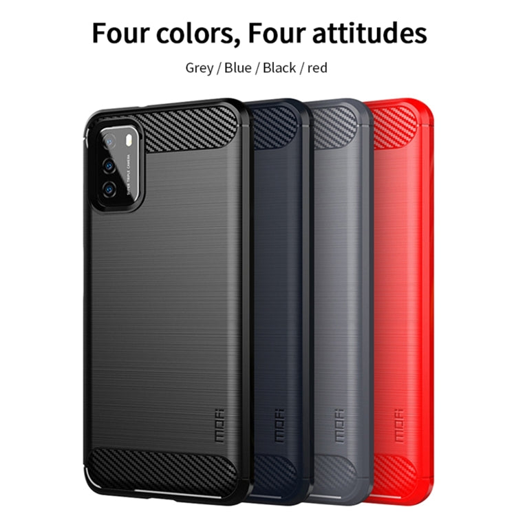 For Xiaomi Poco M3 / Redmi 9T MOFI Gentleness Series Brushed Texture Carbon Fiber Soft TPU Case(Black) - Xiaomi Cases by MOFI | Online Shopping South Africa | PMC Jewellery | Buy Now Pay Later Mobicred