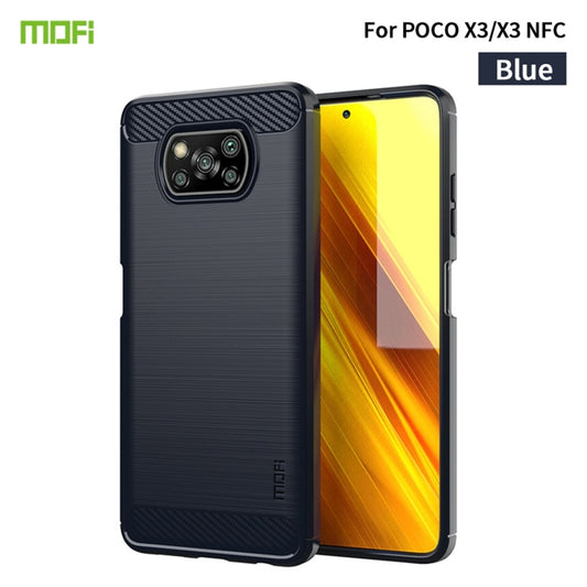 For Xiaomi POCO X3 / X3 NFC MOFI Gentleness Series Brushed Texture Carbon Fiber Soft TPU Case(Blue) - Xiaomi Cases by MOFI | Online Shopping South Africa | PMC Jewellery | Buy Now Pay Later Mobicred