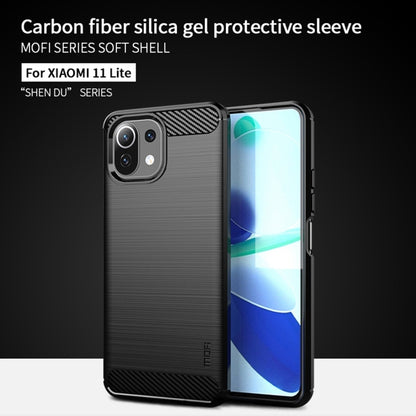 For Xiaomi Mi 11 Lite MOFI Gentleness Series Brushed Texture Carbon Fiber Soft TPU Case(Black) - Xiaomi Cases by MOFI | Online Shopping South Africa | PMC Jewellery