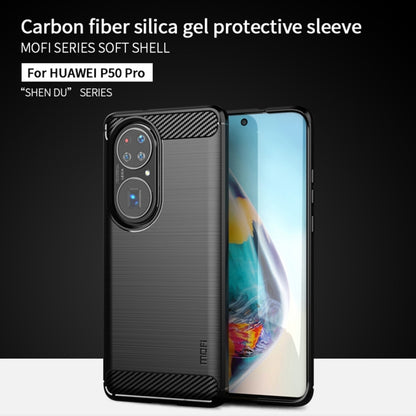 For Huawei P50 Pro MOFI Gentleness Series Brushed Texture Carbon Fiber Soft TPU Case(Gray) - Huawei Cases by MOFI | Online Shopping South Africa | PMC Jewellery