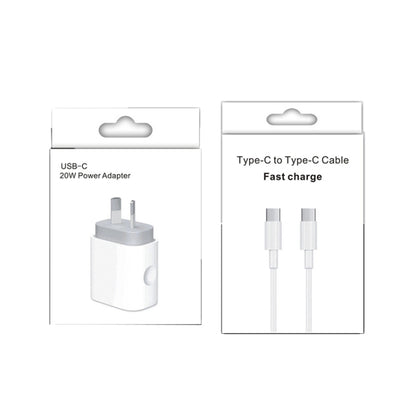 20W PD 3.0 Travel Fast Charger Power Adapter with USB-C / Type-C to Type-C Fast Charge Data Cable, AU Plug(1m) - USB Charger by PMC Jewellery | Online Shopping South Africa | PMC Jewellery | Buy Now Pay Later Mobicred