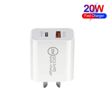 TCS-20WACA 20W PD Type-C + QC 3.0 USB Interface Fast Charging Travel Charger with USB to 8 Pin Fast Charge Data Cable AU Plug - USB Charger by PMC Jewellery | Online Shopping South Africa | PMC Jewellery | Buy Now Pay Later Mobicred