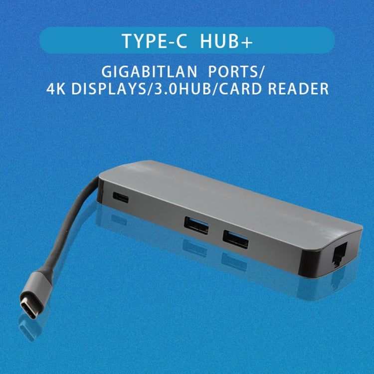 WS-11 8 in 1 Type-C to HDMI + VGA + SD + TF + RJ45 + PD + 2 x USB3.0 HUB Adapter Converter - USB HUB by PMC Jewellery | Online Shopping South Africa | PMC Jewellery | Buy Now Pay Later Mobicred