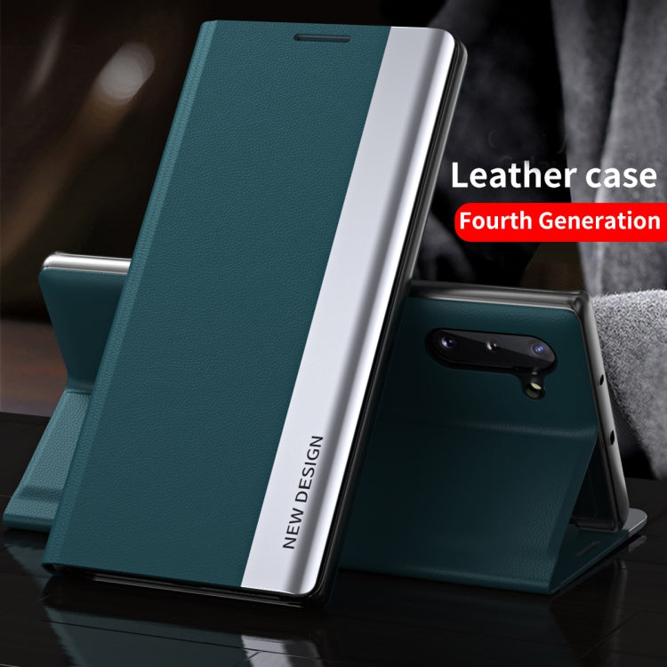 For Samsung Galaxy S20 FE Side Electroplated Magnetic Ultra-Thin Horizontal Flip Leather Case with Holder(Green) - Galaxy S20 FE Cases by PMC TechLife | Online Shopping South Africa | PMC TechLife