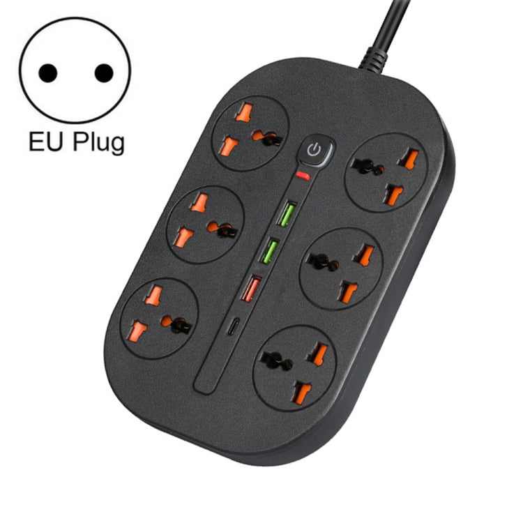 T21 PD3.0 + QC3.0 Multi Hole Row Plug 3000W High Power Socket, EU Plug(Black) - Extension Socket by PMC Jewellery | Online Shopping South Africa | PMC Jewellery | Buy Now Pay Later Mobicred