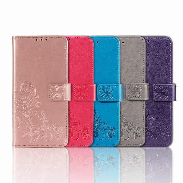 For Blackview A100 Four-leaf Clasp Embossed Buckle Mobile Phone Protection Leather Case with Lanyard & Card Slot & Wallet & Bracket Function(Blue) - More Brand by PMC TechLife | Online Shopping South Africa | PMC TechLife | Buy Now Pay Later Mobicred