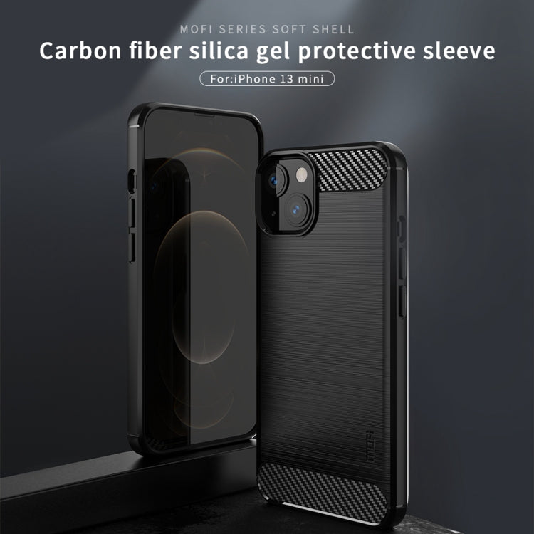 For iPhone 13 mini MOFI Gentleness Series Brushed Texture Carbon Fiber Soft TPU Case  (Blue) - iPhone 13 mini Cases by MOFI | Online Shopping South Africa | PMC TechLife | Buy Now Pay Later Mobicred