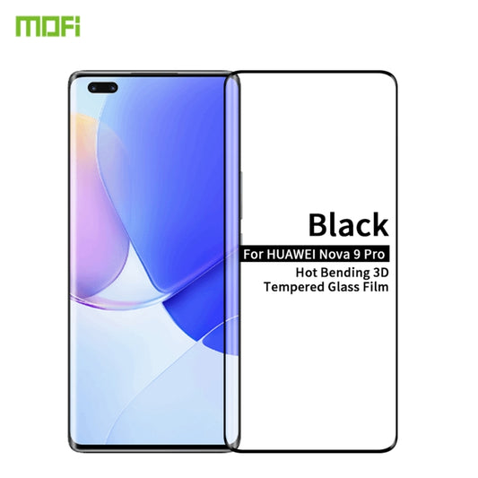 For Huawei nova 9 Pro MOFI 9H 3D Explosion-Proof Hot Bending Full Screen Tempered Glass Film(Black) - Huawei Tempered Glass by MOFI | Online Shopping South Africa | PMC Jewellery