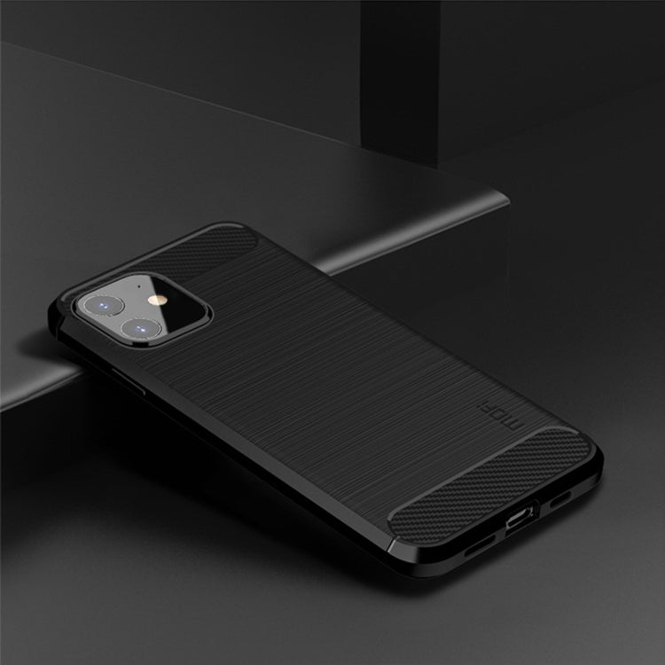 For iPhone 12 mini MOF Gentleness Series Brushed Texture Carbon Fiber Soft TPU Case (Black) - iPhone 12 mini Cases by MOFI | Online Shopping South Africa | PMC Jewellery