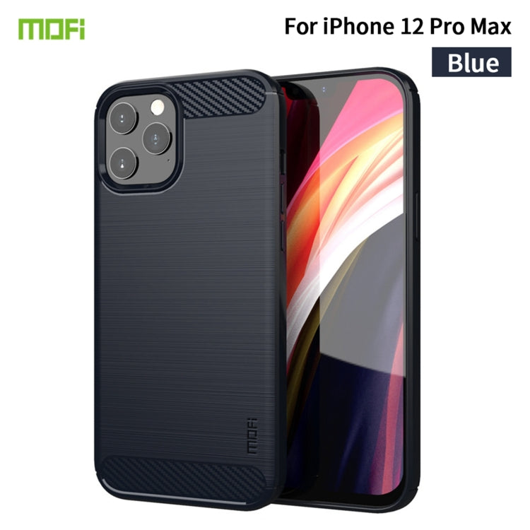 For iPhone 12 Pro Max MOF Gentleness Series Brushed Texture Carbon Fiber Soft TPU Case(Blue) - iPhone 12 Pro Max Cases by MOFI | Online Shopping South Africa | PMC Jewellery