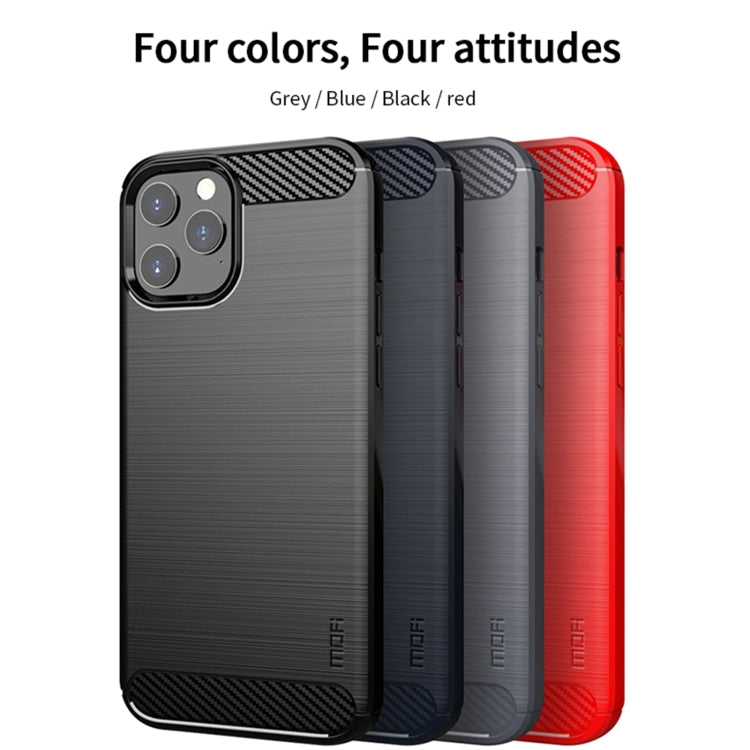 For iPhone 12 Pro Max MOF Gentleness Series Brushed Texture Carbon Fiber Soft TPU Case(Red) - iPhone 12 Pro Max Cases by MOFI | Online Shopping South Africa | PMC TechLife