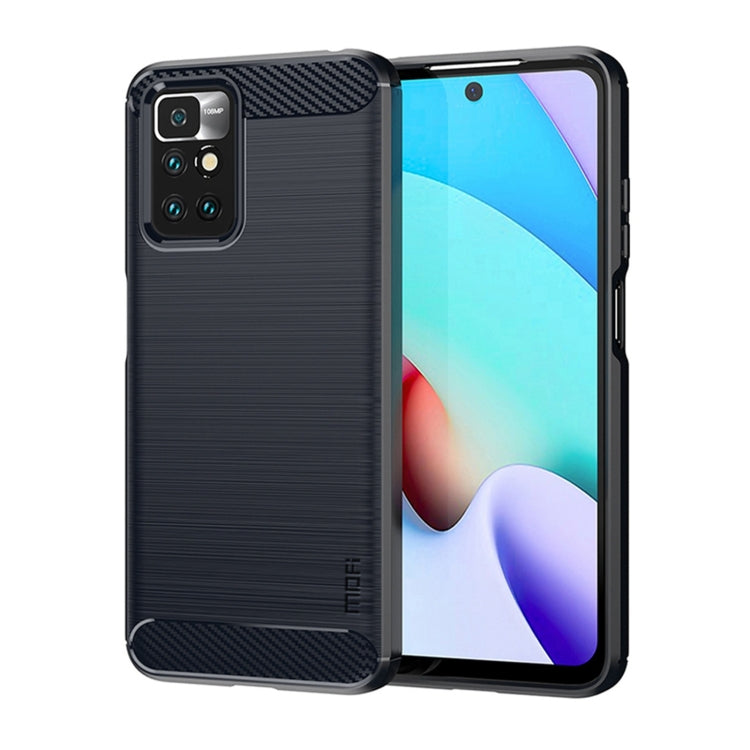 For Xiaomi Redmi 10 / 10 Prime MOFI Gentleness Series Brushed Texture Carbon Fiber Soft TPU Phone Case(Blue) - Xiaomi Cases by MOFI | Online Shopping South Africa | PMC Jewellery