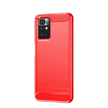 For Xiaomi Redmi 10 / 10 Prime MOFI Gentleness Series Brushed Texture Carbon Fiber Soft TPU Phone Case(Red) - Xiaomi Cases by MOFI | Online Shopping South Africa | PMC Jewellery