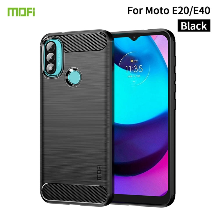 For Motorola Moto E20 / E30 / E40 MOFI Gentleness Series Brushed Texture Carbon Fiber Soft TPU Case(Black) - Motorola Cases by MOFI | Online Shopping South Africa | PMC Jewellery | Buy Now Pay Later Mobicred