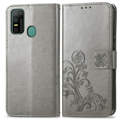 For Doogee N30 Four-leaf Clasp Embossed Buckle Mobile Phone Protection Leather Case(Grey) - More Brand by PMC Jewellery | Online Shopping South Africa | PMC Jewellery | Buy Now Pay Later Mobicred