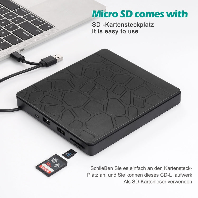 Multi-Functional External DVD Drive USB3.0 CD DVD +/-RW Burner with SD Slot - Rewritable Drive by PMC Jewellery | Online Shopping South Africa | PMC Jewellery | Buy Now Pay Later Mobicred