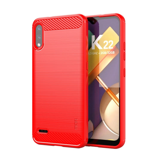 For LG K22 / K22 Plus MOFI Gentleness Brushed Carbon Fiber Soft TPU Case(Red) - LG by MOFI | Online Shopping South Africa | PMC Jewellery