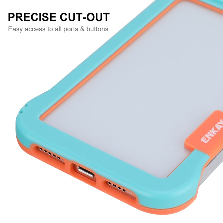For iPhone 13 Pro ENKAY Frameless Hollow PC Case + Glass Film (Blue) - free shipping - PMC Jewellery - Order now!